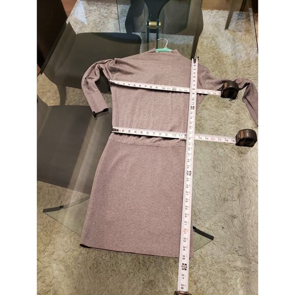 White House Black Market Womens Gray Mock Neck Long Sleeve Knee Length Dress XXS - Picture 6 of 11